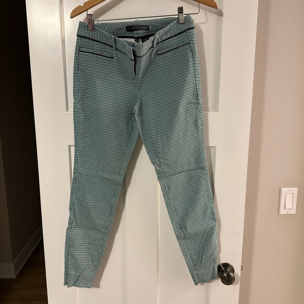 The Limited Black, Green and  White Checkered Ankle Pants